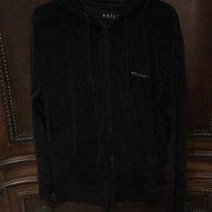 Black velvet zip up hoodie